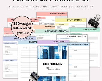 Emergency Planner, Fillable End of Life Planner, Digital Estate Organizer, Family Legacy Organizer (Instant Download)