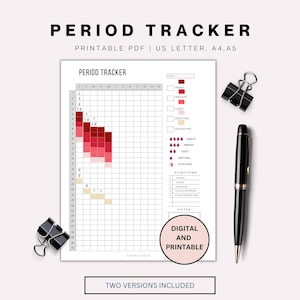 Periodentracker A5 A4 Letter Printable Menstruationstracker Ovulationstracker Gesundheitsjournal Journal