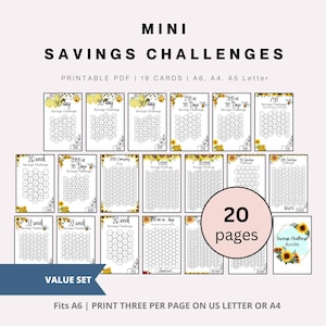 A6 Mini Savings Challenge Printable, Savings Challenge Bundle |  Monthly Money Savings Tracker| A6 Savings Challenge,Cash Budget Challenges