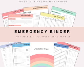 Emergency Binder Printable, Emergency Planner Binder, In case of Emergency Binder, Just in Case Folder,Password Tracker, Family Binder PDF