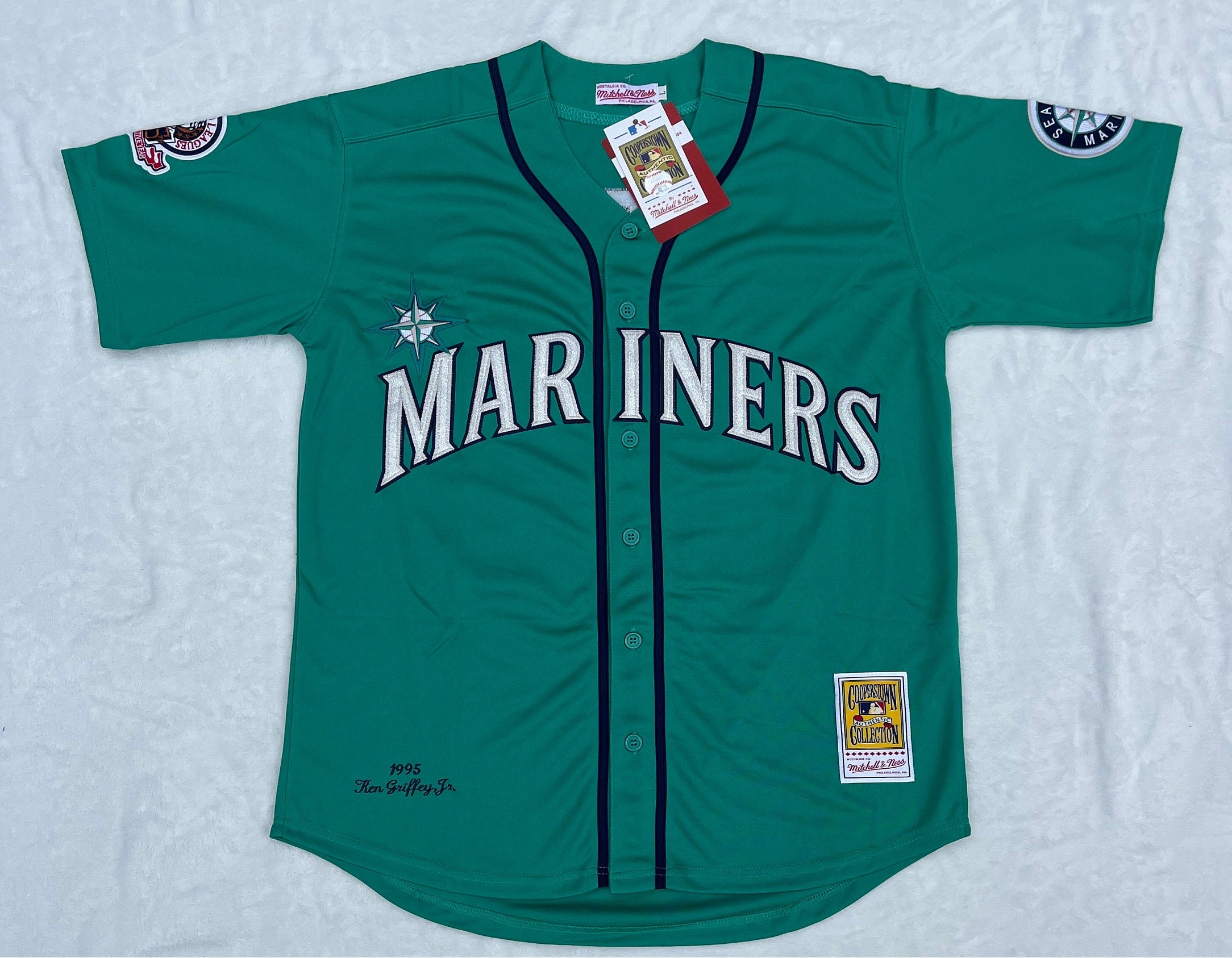 Ken Griffey Jr Seattle Mariners Throwback Jersey NEW With 