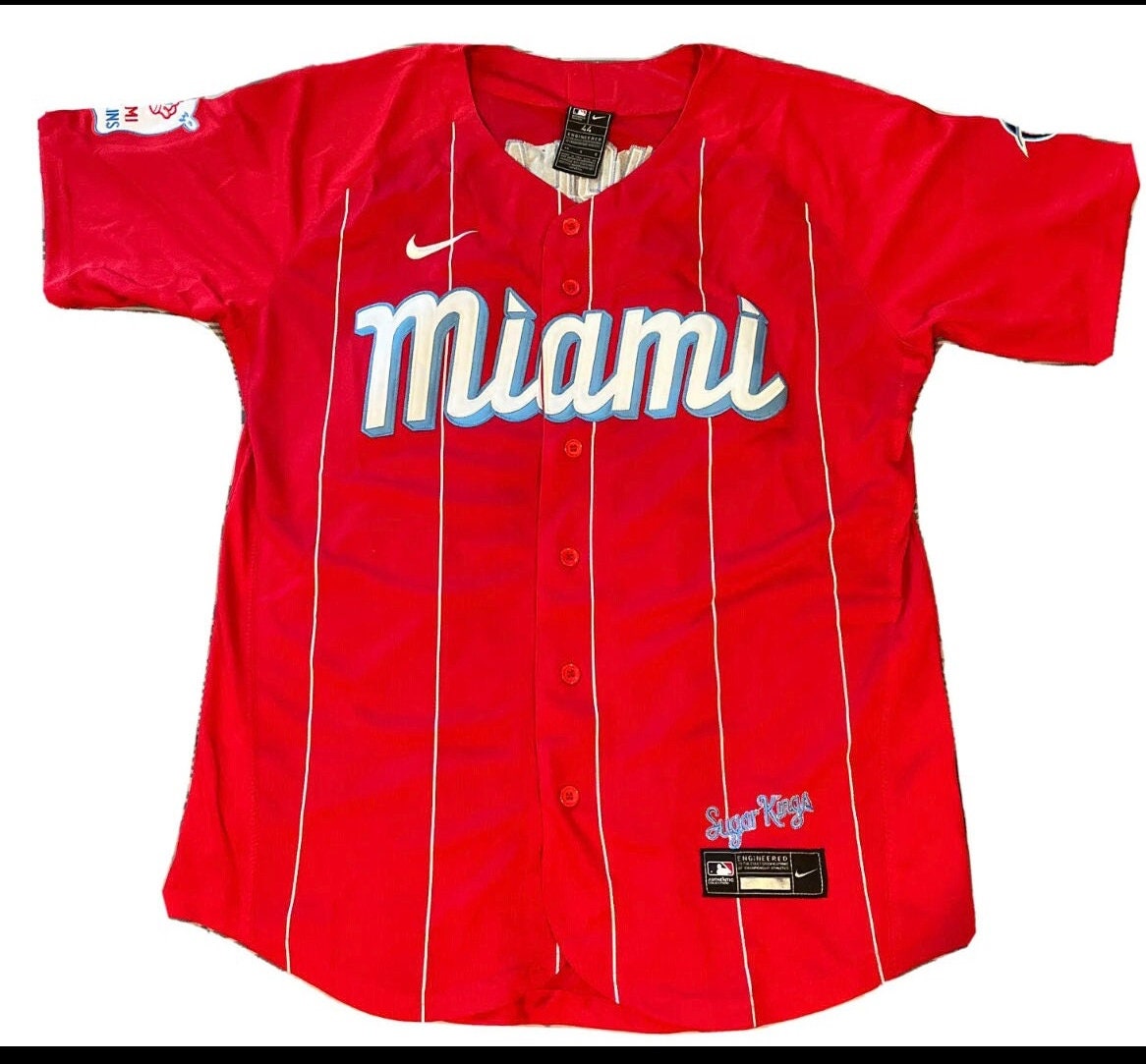 Nike Men's Sandy Alcantara Red Miami Marlins City Connect Name and Number T- shirt