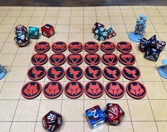 Enemy Beast Token Set - Tabletop RPG Accessories - Dungeons and Dragons - 24 Token Set - Pathfinder Accessory - Miniature Alternative