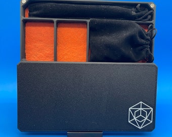 TTRPG Dice Box with Tray, Character Vault & 7 Dice Set