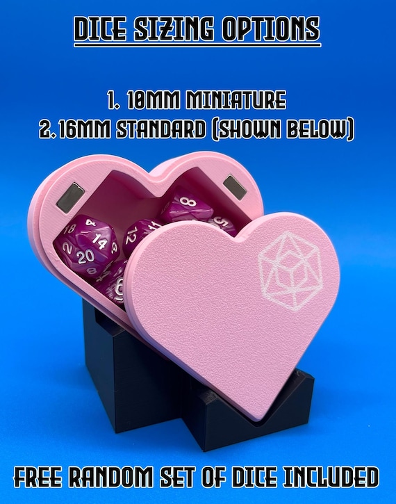 Heart Dice Box, DND Dice Holder Vault, Nerdy Gift