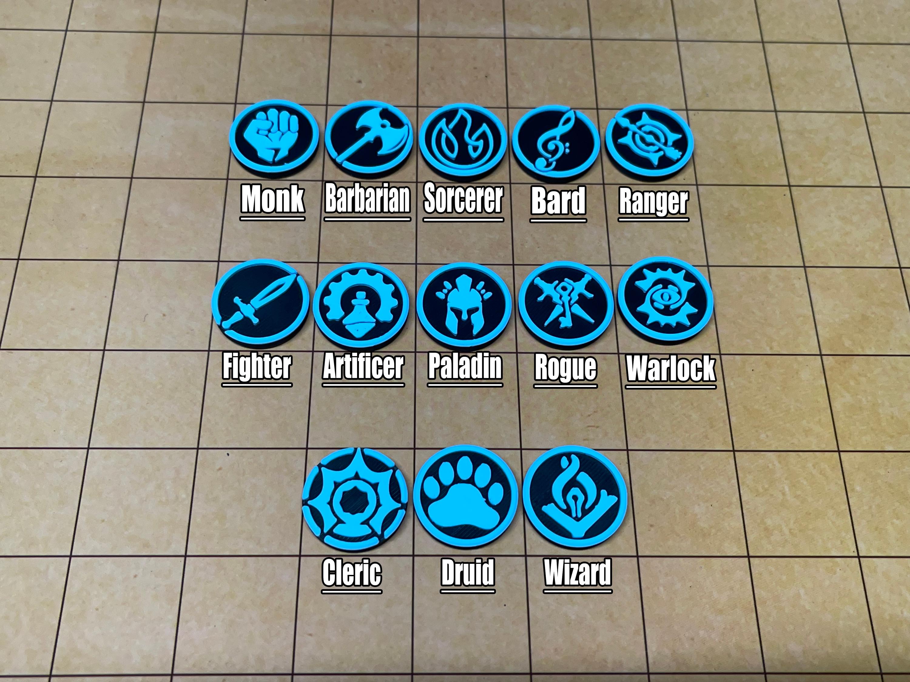 13 Class Tokens - Tabletop RPG - Dungeons & Dragons - Miniature Alternative - Gift for Her - Gift for Him - Tabletop Gaming Accessory