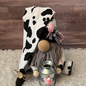 Cow, Gnome, farmhouse, Tomte,Nisse, Scandinavian Gnome, Gnome, country, gnome, cow, decor, Gnome,Summer Gnome,black & white Gnome