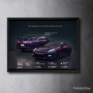 Conjunto de pósteres Nissan GT-R R35, arte mural GTR, póster R35 imprimible, lámina de coche JDM, arte automotriz, descarga digital, todos los colores incluidos