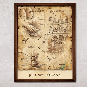 Journey to Cana Map – Biblical Wall Art, Jesus Wedding Miracle Print