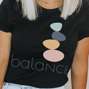 Zen Stacking Stones T-Shirt: Cairn Balance Yoga Tee