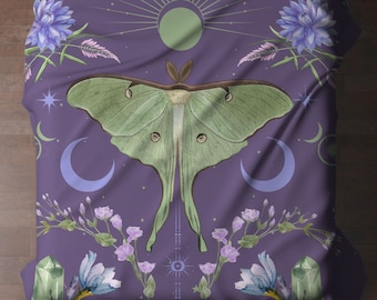 Luna Moth Throw Blanket: Mystical Minky Blanket, Witchy Home Decor