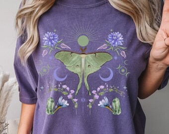 Watercolor Luna Moth Shirt: Mystical Fairycore Clothing