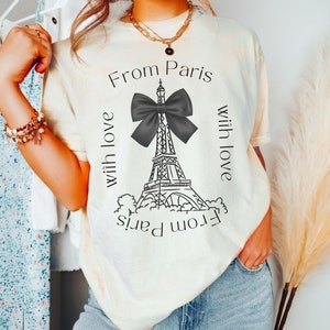 Paris Eiffel Tower Bow T-Shirt: French Coquette Balletcore Tee