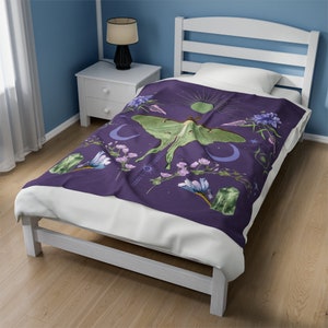 Luna Moth Throw Blanket: Mystical Minky Blanket, Witchy Home Decor zdjęcie 5