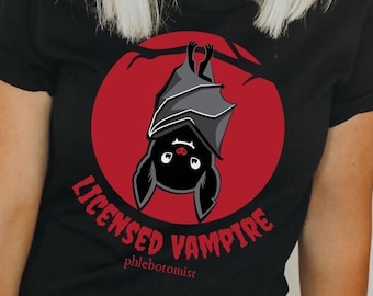 Vampire Bat Phlebotomist Shirt Phlebotomy Shirts Gift for Medical Assistant Lab Tech Blood Bank Nursing Shirt Funny Medical Shirts Halloween