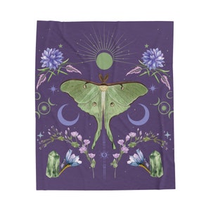 Luna Moth Throw Blanket: Mystical Minky Blanket, Witchy Home Decor zdjęcie 4