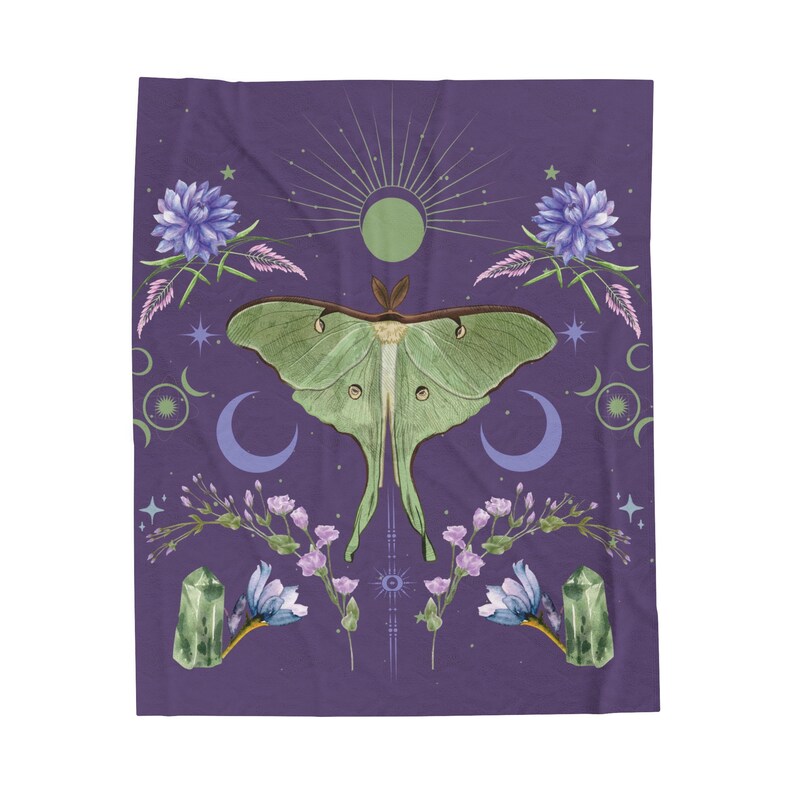 Luna Moth Throw Blanket: Mystical Minky Blanket, Witchy Home Decor zdjęcie 4