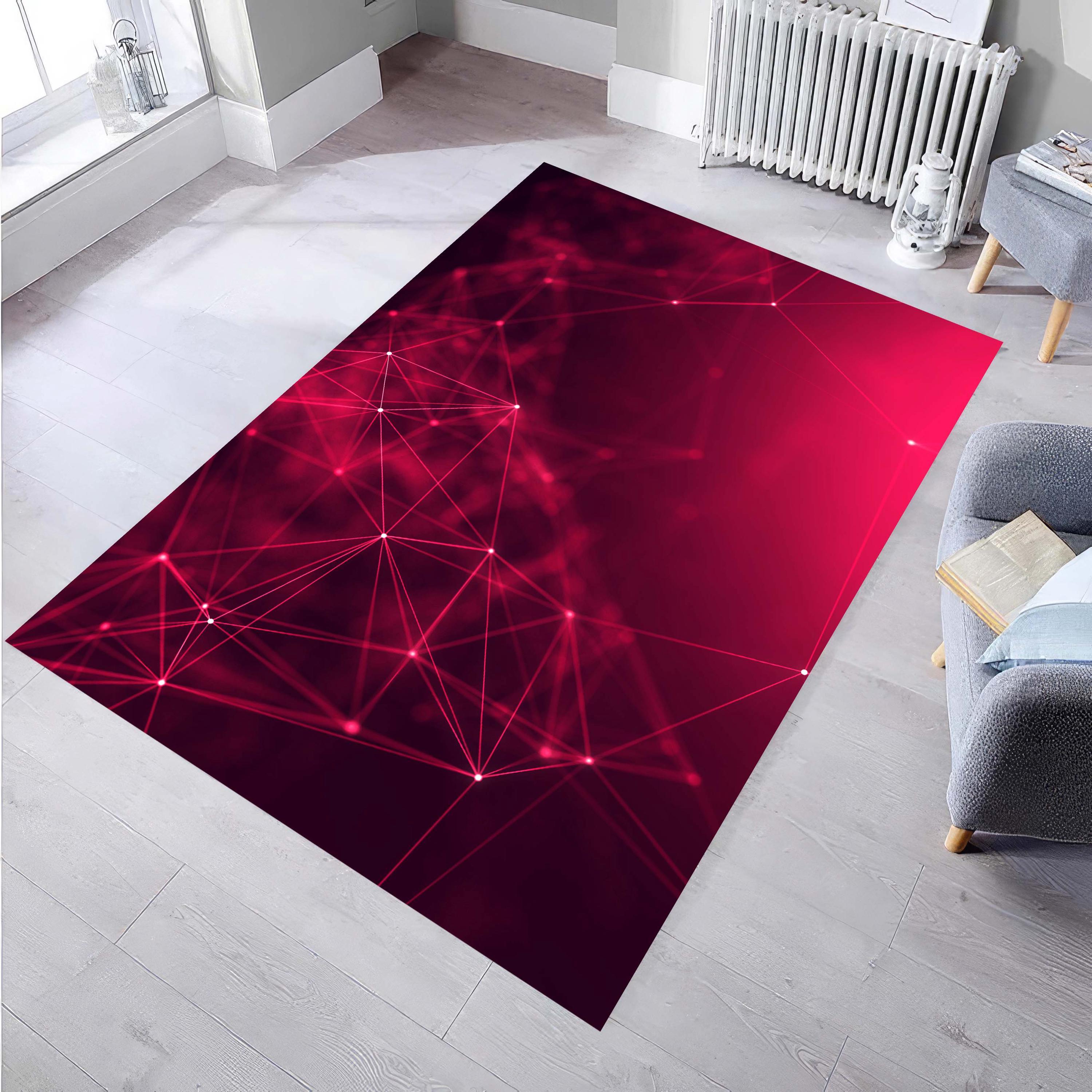 Geometric Gaming Rug Neon Lines Gamer Rug - Custom Geometric Area Carpet - Colorful Shined ...
