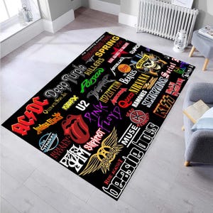 Metal Band Teppich Rockmusik Dekor, Heavy Metal Dekor, Rock Band Logos, Geschenk Metallband, Geschenk Musikliebhaber