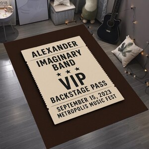 Benutzerdefinierte Konzertkarten-Teppich - Personalisiertes VIP Musik Pass Dekor - Band Name & Festival Datum Geschenk - Musik Liebhaber Raum Wand Kunst