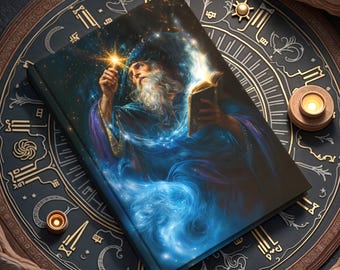 Celestial Wizard Hardcover Lined A5 Journal, TTRPG Notebook, Fantasy Art Journal