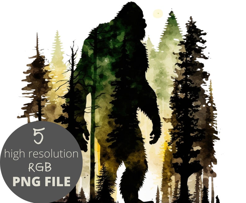 5pc Bigfoot Water Color PNG Bundle Sasquatch Yeti Hiking - Etsy