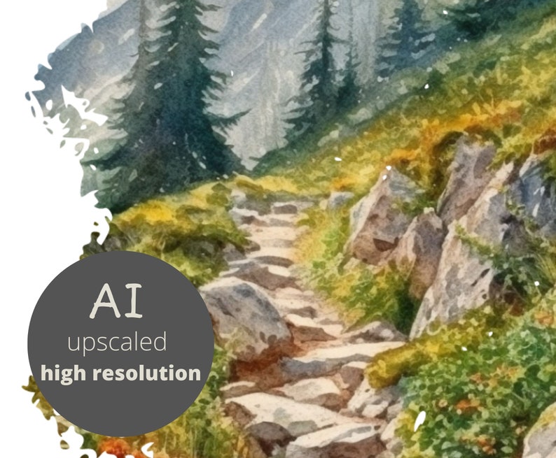 5pc Hiking Girl Watercolor PNG Bundle, Printable Wanderlust Digital