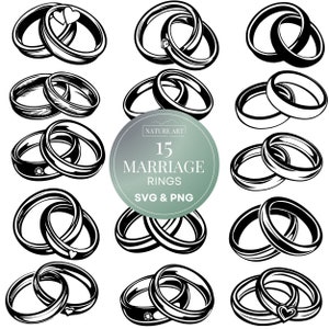 15PC trouwringen illustraion SVG-bundel, trouwring, verlovingsring silhouet, huwelijk sublimatie, liefde ontwerp, romantische clipart