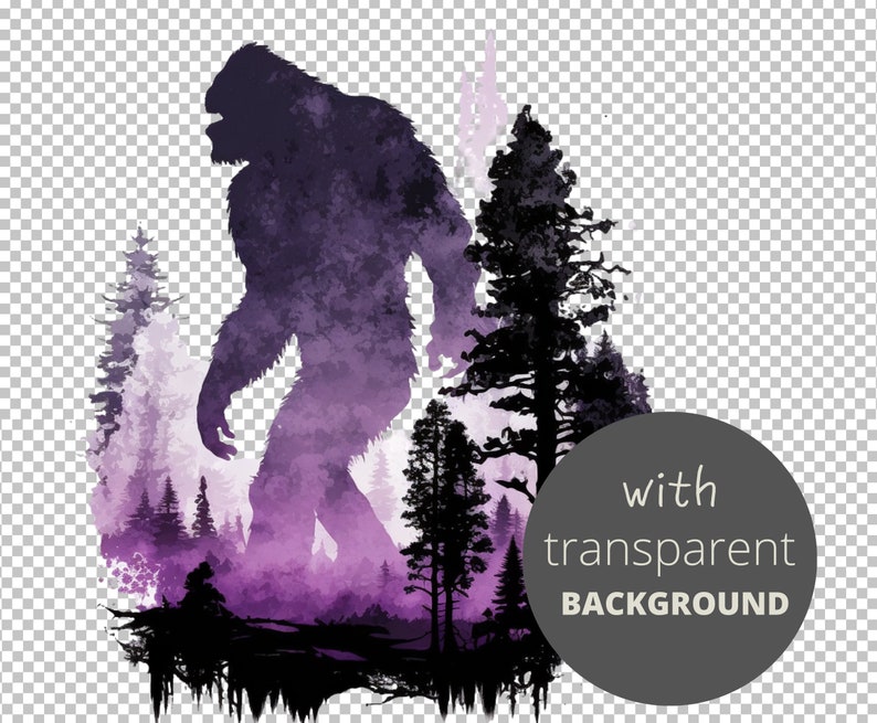 5pc Bigfoot Water Color PNG Bundle, Sasquatch Yeti Hiking Clipart, POD ...