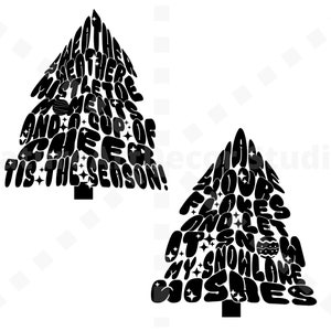20pc Funny Christmas Text Tree SVG Bundle, X-mas Tree Word Art, PNG ...