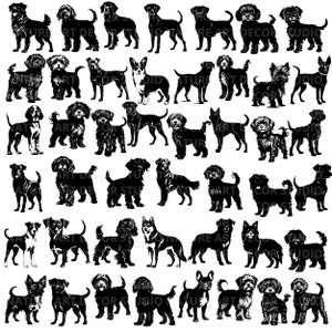 45pc Mixed Breed Dog Silhouette SVG | PNG | DXF Bundle, Dog Breed Eps ...