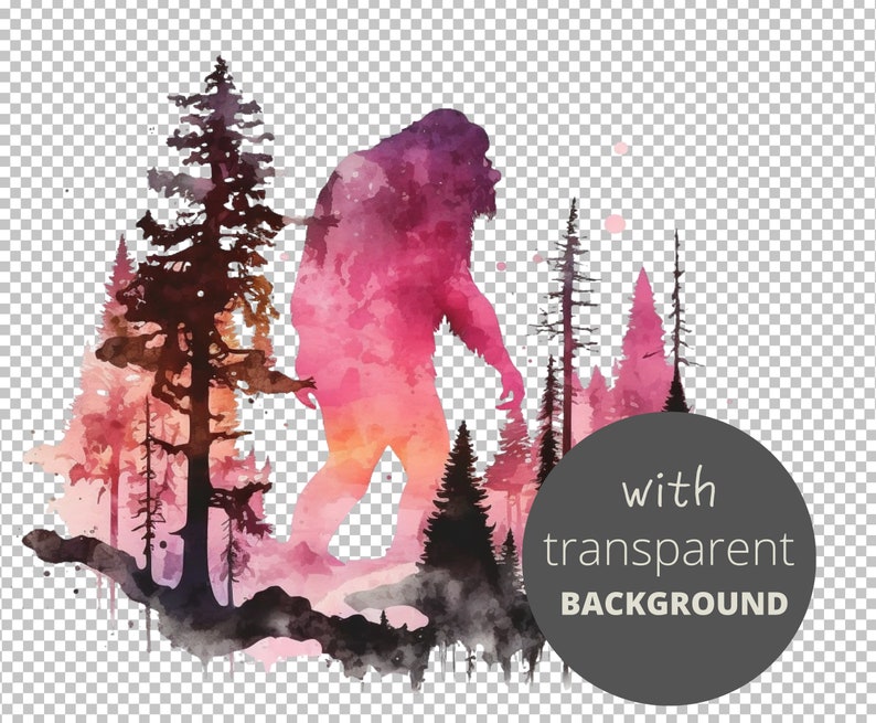 5pc Bigfoot Water Color PNG Bundle Sasquatch Yeti Hiking - Etsy