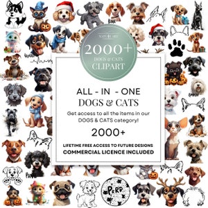 All-In-One Dogs and Cats Bundle, Entire Pet Category, Lifetime Access to the Whole Puppy and Citty Stuff, 2000+ Designs, Commercial Licence
