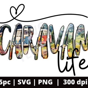 5pc Hippie Caravan Doodle SVG & PNG Bundle, Camping Cut Files, Doodle Letter Glamping Svg Design Image, Uso comercial, Archivo Cricut Cut