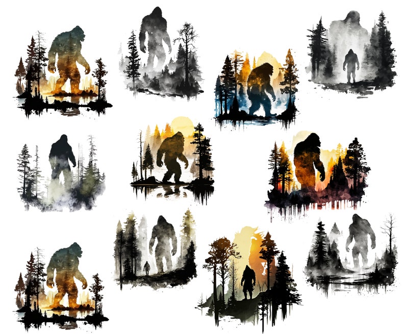 50pc Bigfoot Water Color PNG Bundle Sasquatch Yeti Hiking - Etsy