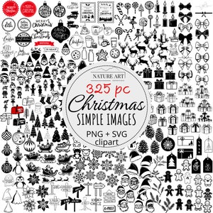 325 Stück süße Weihnachten einfache Bilder SVG und PNG Bundle, WEIHNACHTEN Clipart, SVG-Dateien für Cricut, Weihnachten-Svg-Dateien, kommerzielle Nutzung