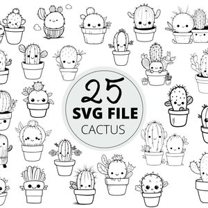 25pc Cactus SVG Bundle, Outdoor Cute Funny Cactus Cut Files, Nature Lover Svg Design Image Decal Svg, Commercial Use, Cricut Cut file