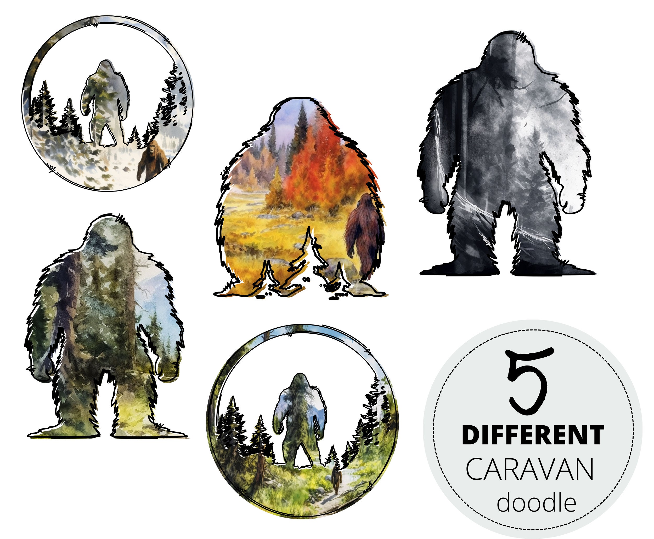 25pc Sasquatch Doodle SVG & PNG Bundle Bigfoot Cut Files - Etsy