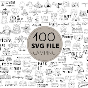 100pc Camping, Caravan SVG MegaBundle, Sticker Cut Files, Camping Glamping Lover Svg Design Image Decal Svg, Commercial Use, Cricut Cut file