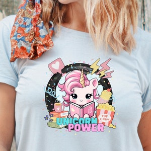 Magical Reader Unicorn PNG Design, 2pc Matching Book Reader Unicorn Image Bundle, Enchanted Bookish Vibes, Sublimation File, Trendy Clipart