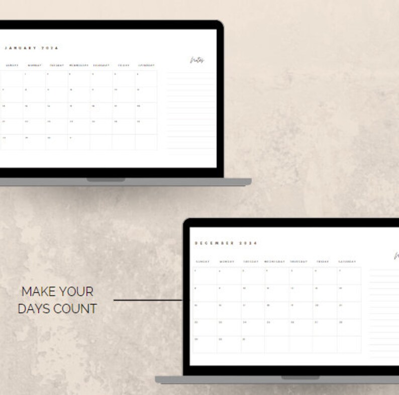 2024 Monthly Calendar Editable Printable Planner Landscape Etsy