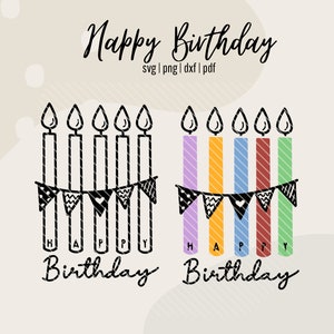 Plotterdatei Svg Happy Birthday Geburtstag png dxf Kerzen Torte