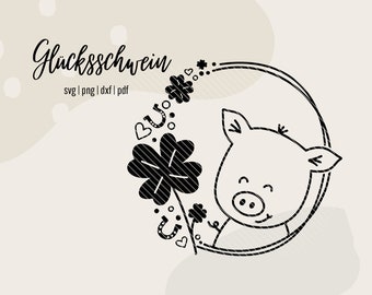 File per plotter Lucky Pig New Year SVG DXF Capodanno Trifoglio Plotter