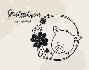 Plotter file lucky pig New Year svg dxf New Year's Eve cloverleaf plotter