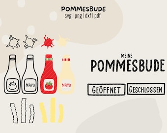 Plotterbestand: friet, frietkraam, kinderspeelgoedmotief, SVG, DXF, plotterlaser