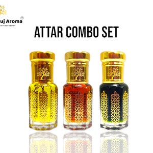 Set per la scoperta dell'Attar indiano di Kannauj Aroma, olio puro di sandalo, assoluta di Ruh Khus, attar di gelsomino arabo