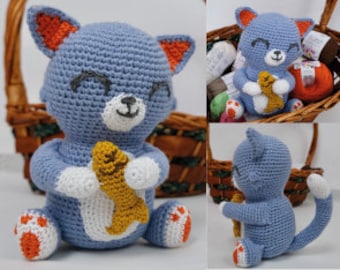Crochet PATTERN Cat, Kitten, Amigurimi Tutorial PDF em inglês