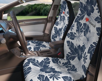 Fundas para asientos de coche con hibisco azul: estilo hawaiano