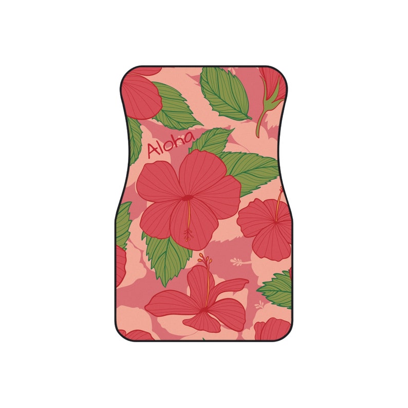 Surf's Up-stijl: Aloha Hibiscus-automatten aan de voorkant: rijd in tropische sferen! afbeelding 3