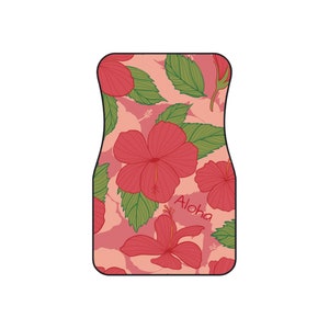 Surf's Up-stijl: Aloha Hibiscus-automatten aan de voorkant: rijd in tropische sferen! afbeelding 4